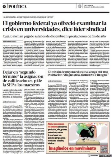 El gobierno federal ya ofreció examinar la crisis en universidades, dice líder sindical
