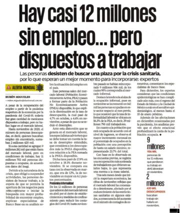 Hay casi 12 millones sin empleo… pero dispuestos a trabajar