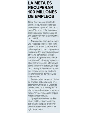 La meta es recuperar 100 millones de empleos