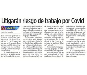 Litigarán riesgo de trabajo por Covid