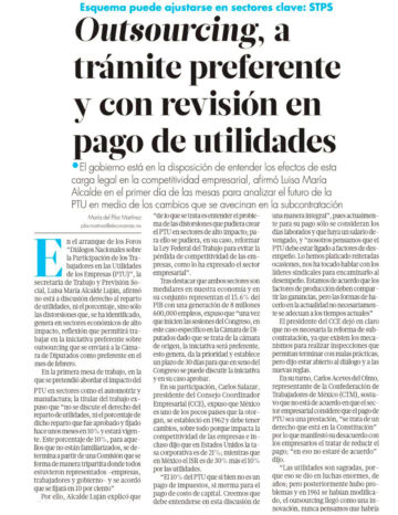 Outsourcing, a trámite preferente y con revisión en pago de utilidades