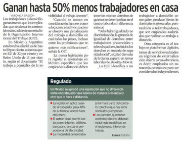 Ganan hasta 50% menos trabajadores en casa