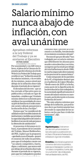 Salario mínimo nunca abajo de inflación, con aval unánime