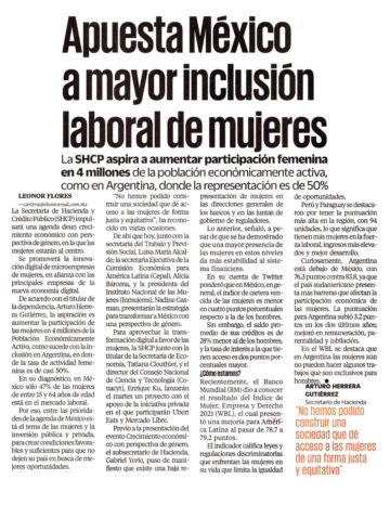Apuesta México a mayor inclusión laboral de mujeres