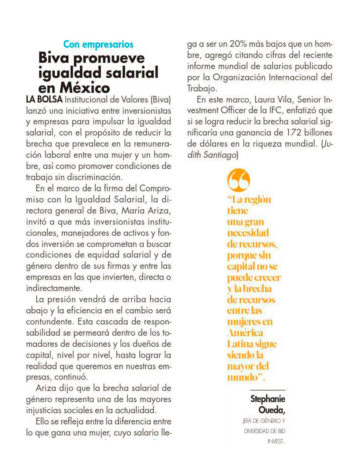 Biva promueve igualdad salarial en México