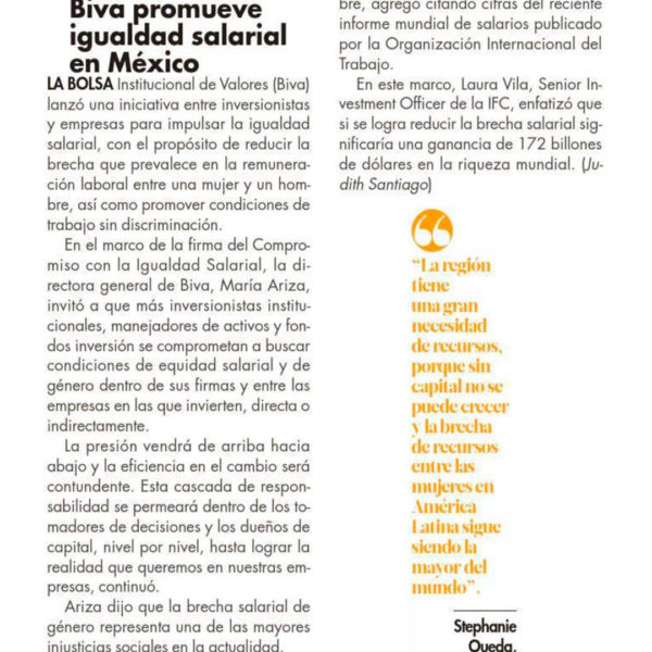 Biva promueve igualdad salarial en México