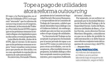 Tope a pago de utilidades atora reforma outsourcing