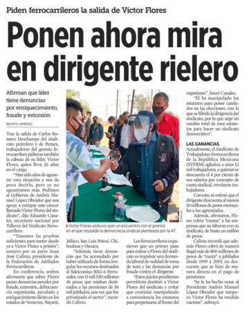 Ponen ahora mira en dirigente rielero