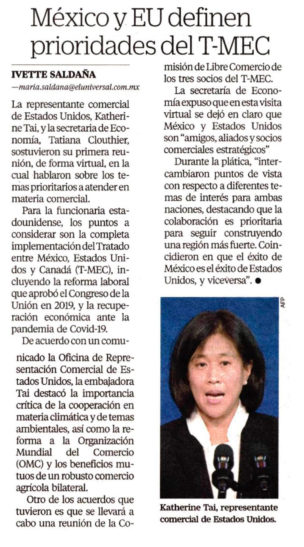 México y EU definen prioridades del T-MEC