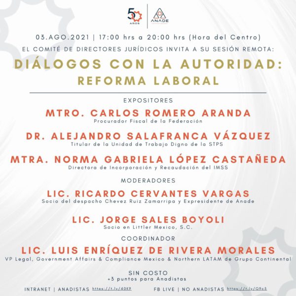 ¡Próximo evento! Diálogos con la Autoridad: Reforma Laboral
