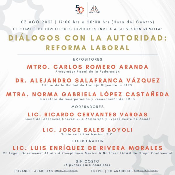 ¡Próximo evento! Diálogos con la Autoridad: Reforma Laboral