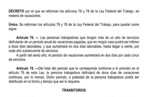 Proyecto Reforma de Vacaciones