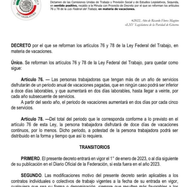 Proyecto Reforma de Vacaciones