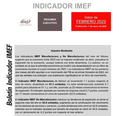 Incremento en la actividad Manufacturera en febrero según IMEF