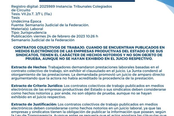 Obligatoria en Veracruz; Contrato Colectivo en Medios Electrónicos; Prueba Plena