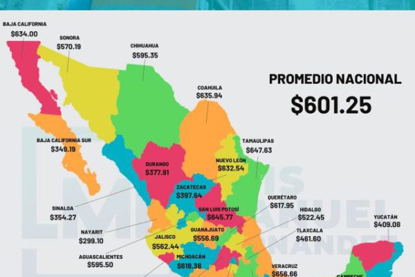 Publica INDEX mapa de Salarios Promedio Diario por estado