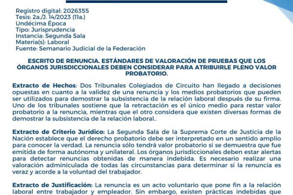 Validez de Renuncia y Continuidad Vínculo Laboral, contradicción de criterios