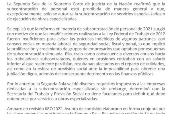Confirma Suprema Corte ilegal viejo outsourcing
